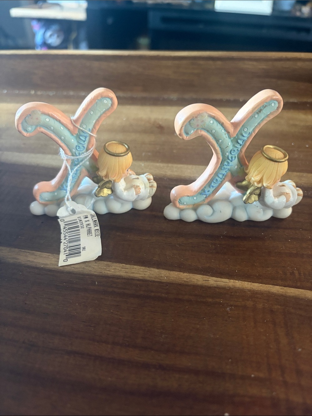 Precious Moments Cherub Letter X Pair in Coral and Light Blue 2 for 25